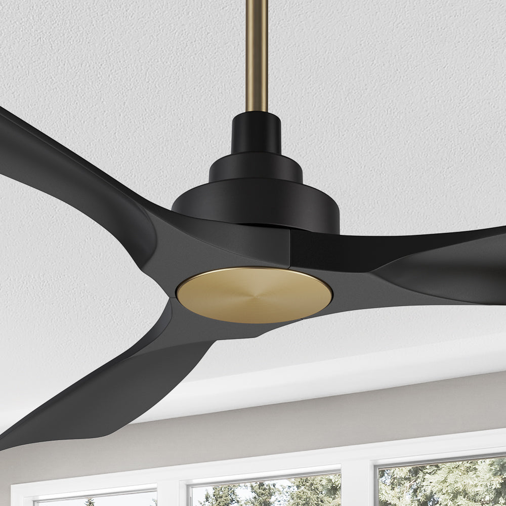 Smafan Carro Kilmory 52 inch ceiling fan with black and gold finish, strong ABS blades. Features Remote control to set fan preferences. #color_Black