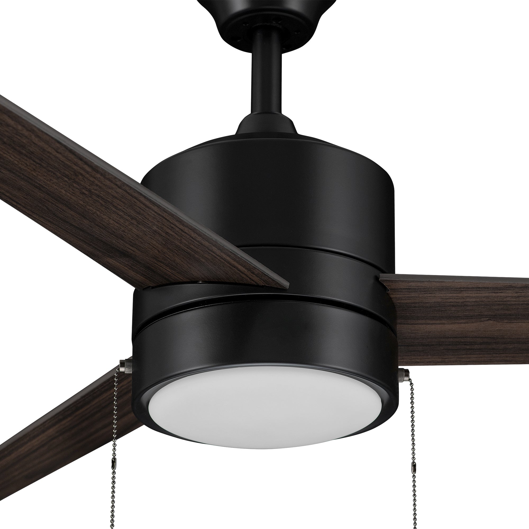 Carro Marais 52 inch pull-chain ceiling Fan design with elegant dark wood plywood blades and charming LED light. 