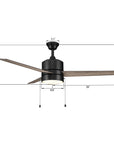 Carro Marais 52 inch pull-chain ceiling Fan design with elegant dark wood plywood blades and charming LED light. 
