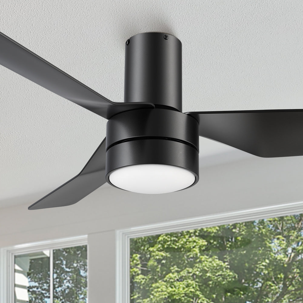Smafan Carro Marion 44 inch ceiling fan with Black finish, strong ABS blades and integrated 4000K LED cool light. #color_black