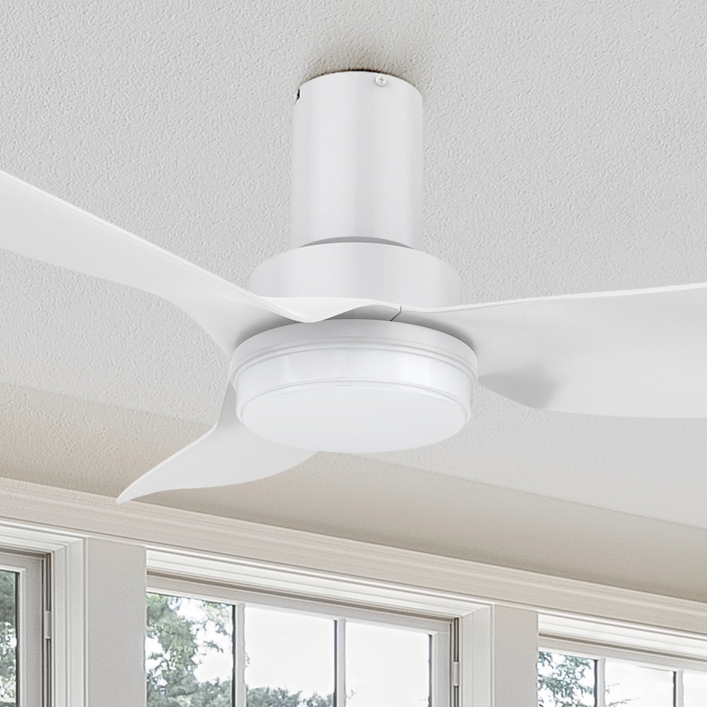 Carro Nefyn 36/45 inches flush mount ceiling fan! Designed with a compact exterior, a flush mount, an advanced DC motor, and luminous LED lighting. #color_White