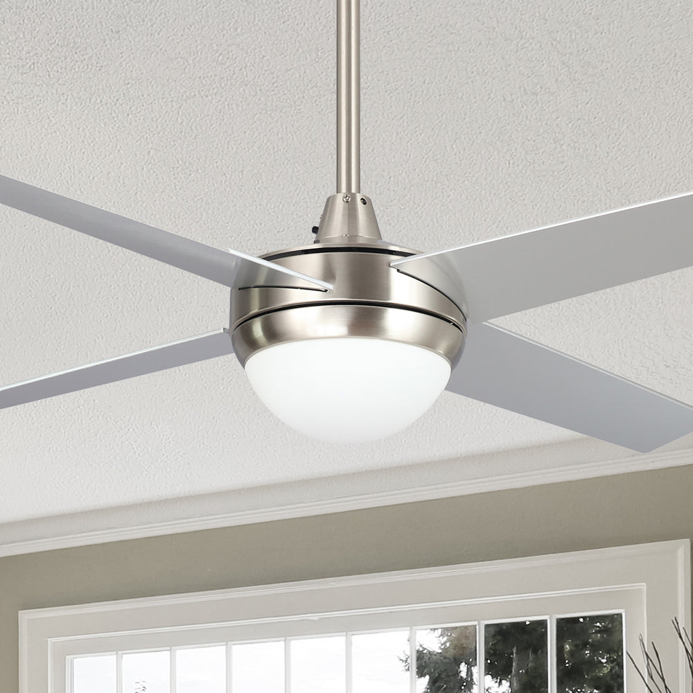 Carro Nova 48 inch Smart Ceiling Fan With LED Light Kit-silver base with white blades. #color_silver