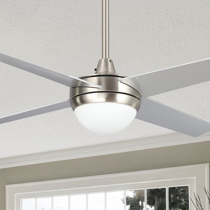 Carro Nova 48 inch Smart Ceiling Fan With LED Light Kit-silver base with white blades. 