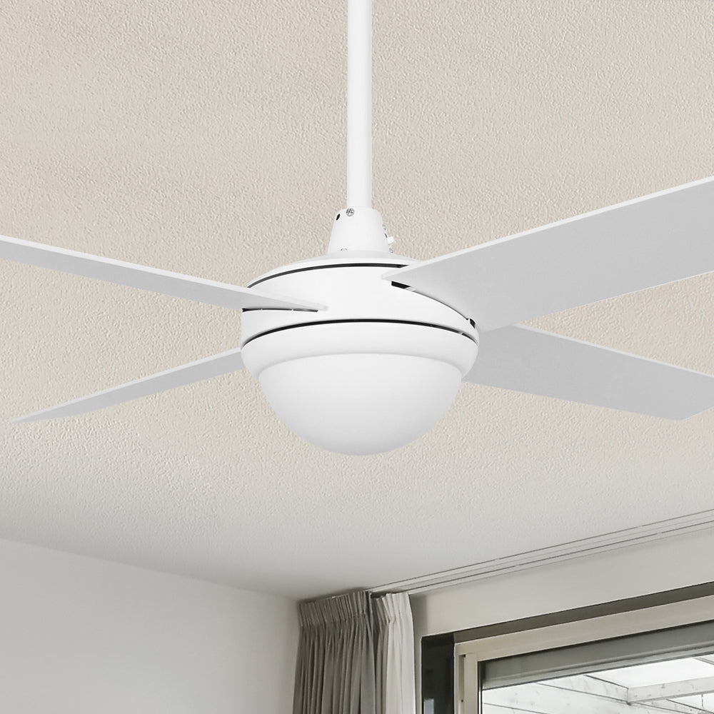 Nova 48&#39;&#39; Smart Ceiling Fan With LED Light Kit-White base with white blades. 