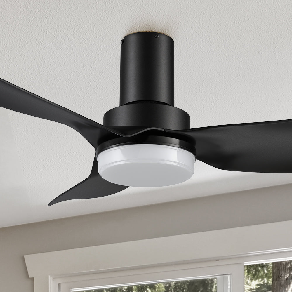 Smafan Prescott 45 inch smart ceiling fan features a crisp and black finish with elegant blades and modern accents to perfectly complement the décor of your preference. 