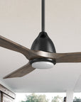 Carro Sawyer 48 inch smart outdoor ceiling fan with black finish, elegant Solid Wood blades and has an integrated 4000K LED daylight.