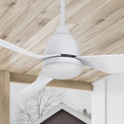 Carro Silas 44 inch smart ceiling fan designed with White finish, strong ABS blades and integrated 4000K LED cool light. 