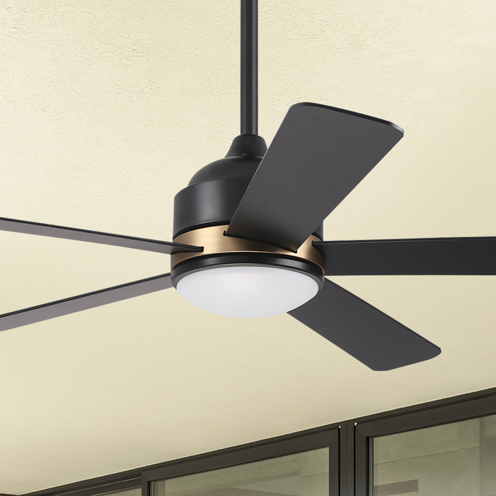 Smafan Carro Soran 52 inch smart ceiling fan designed with Black finish, elegant Black Plywood blades and has an integrated 3000K LED warm light. #color_Black