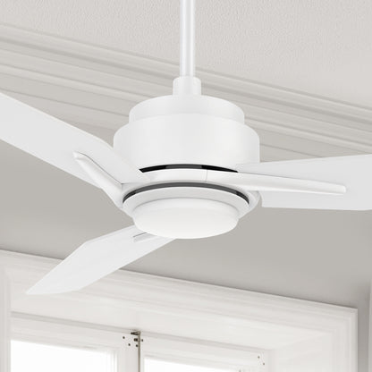 Carro Tilbury 52 inch smart ceiling fan designed with White finish, use elegant Plywood blades and has an integrated 4000K LED cool light.