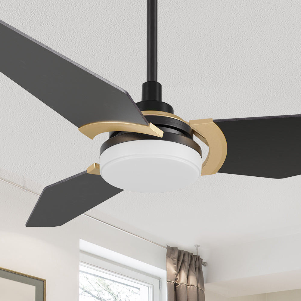 Smafan Carro Trailblazer 52 inch outdoor ceiling fan with light, sleek and stylish design, energy-efficient LED kit, whisper-quiet operation. #color_Black