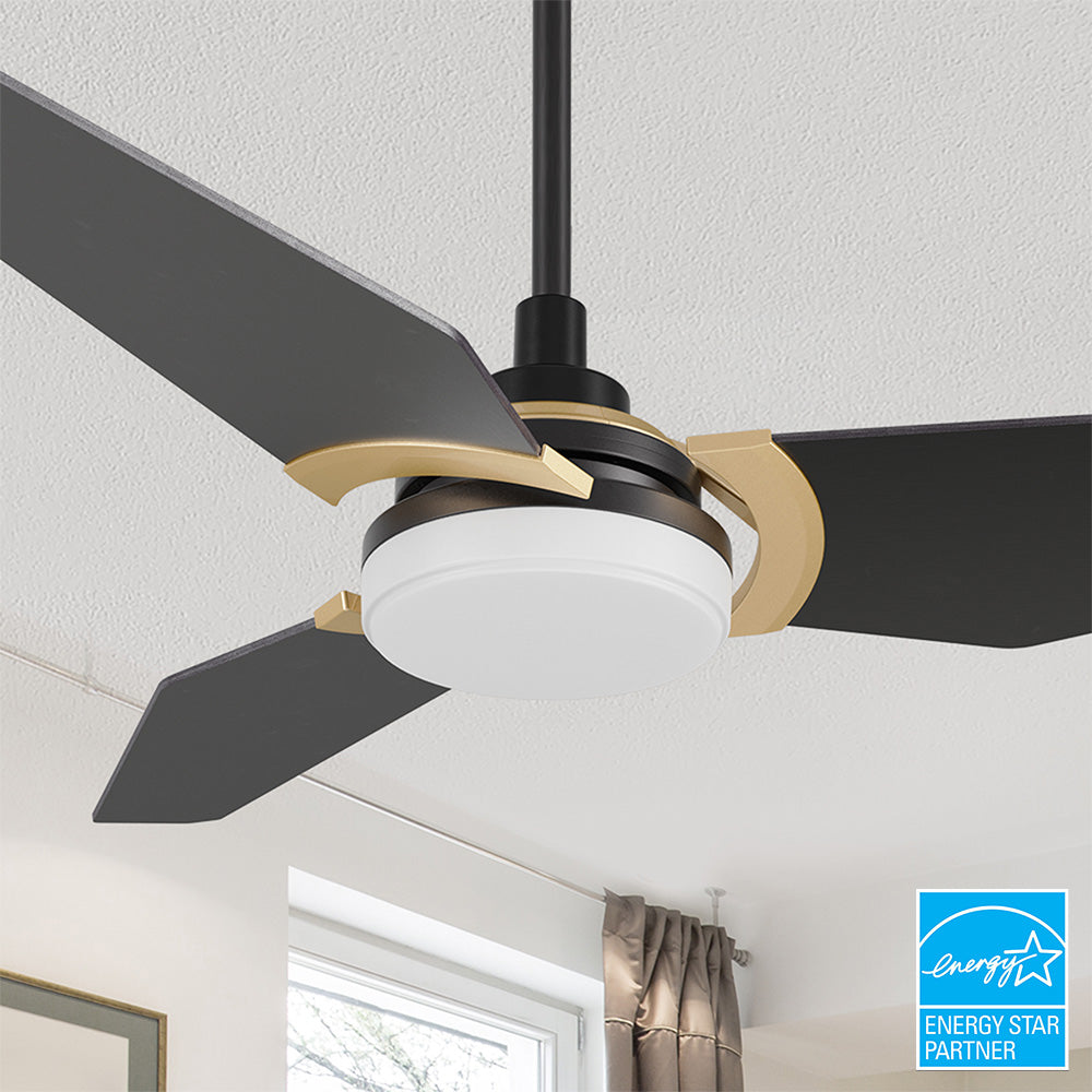 Smafan Carro Trailblazer 52 inch outdoor ceiling fan with light, sleek and stylish design, energy-efficient LED kit, whisper-quiet operation. #color_black