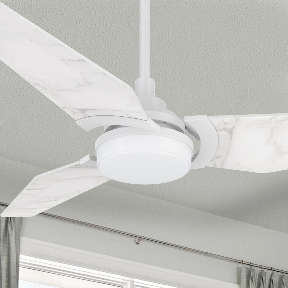 The Smafan Trailblazer 56&#39;&#39; Smart ceiling fan in White with remoteand dimmable LED light kit.