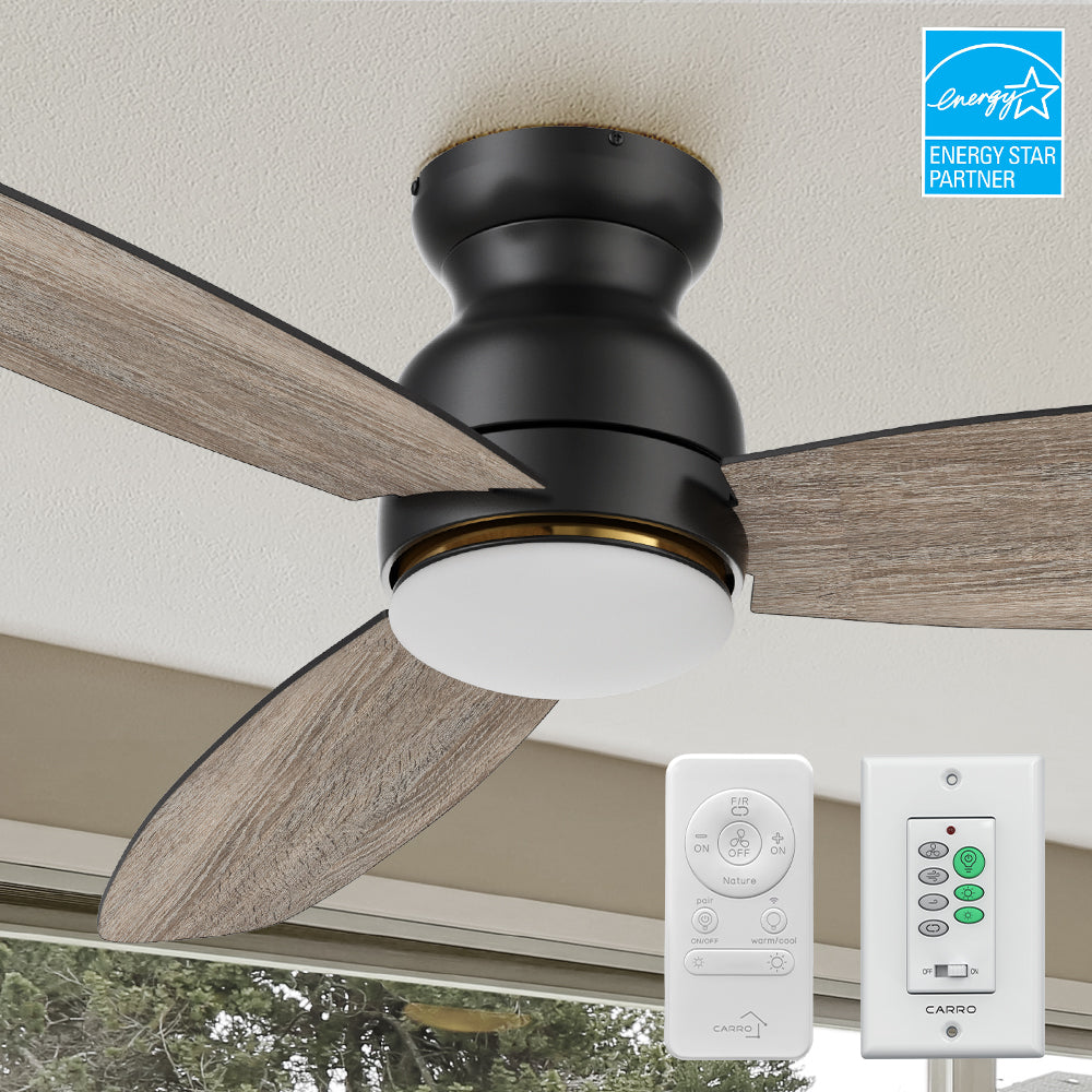 Smafan 48 inch Trendsetter smart ceiling fan designed with wood finish, elegant Plywood blades and integrated 4000K LED daylight.