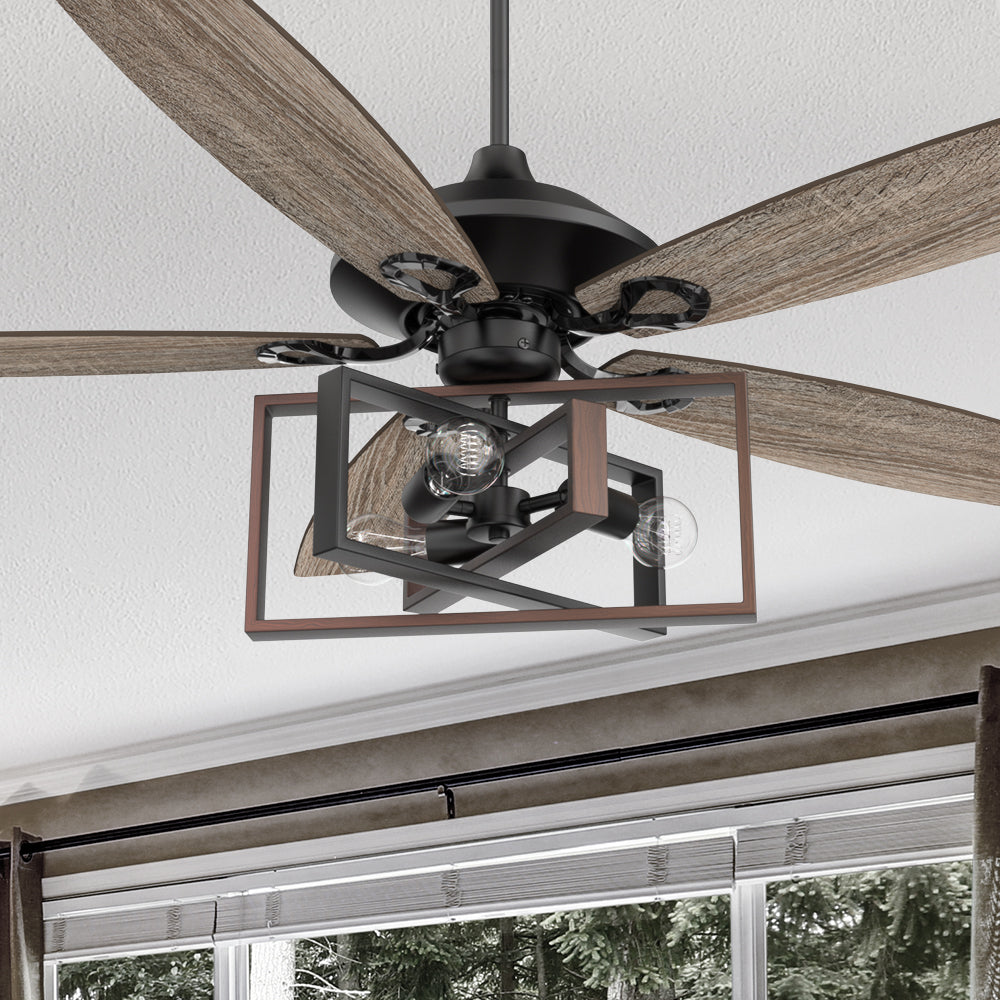 Smafan Tustin 52 inch unique ceiling Fans design with Black finish, elegant Plywood blades and compatible with LED bulb(Not included). 