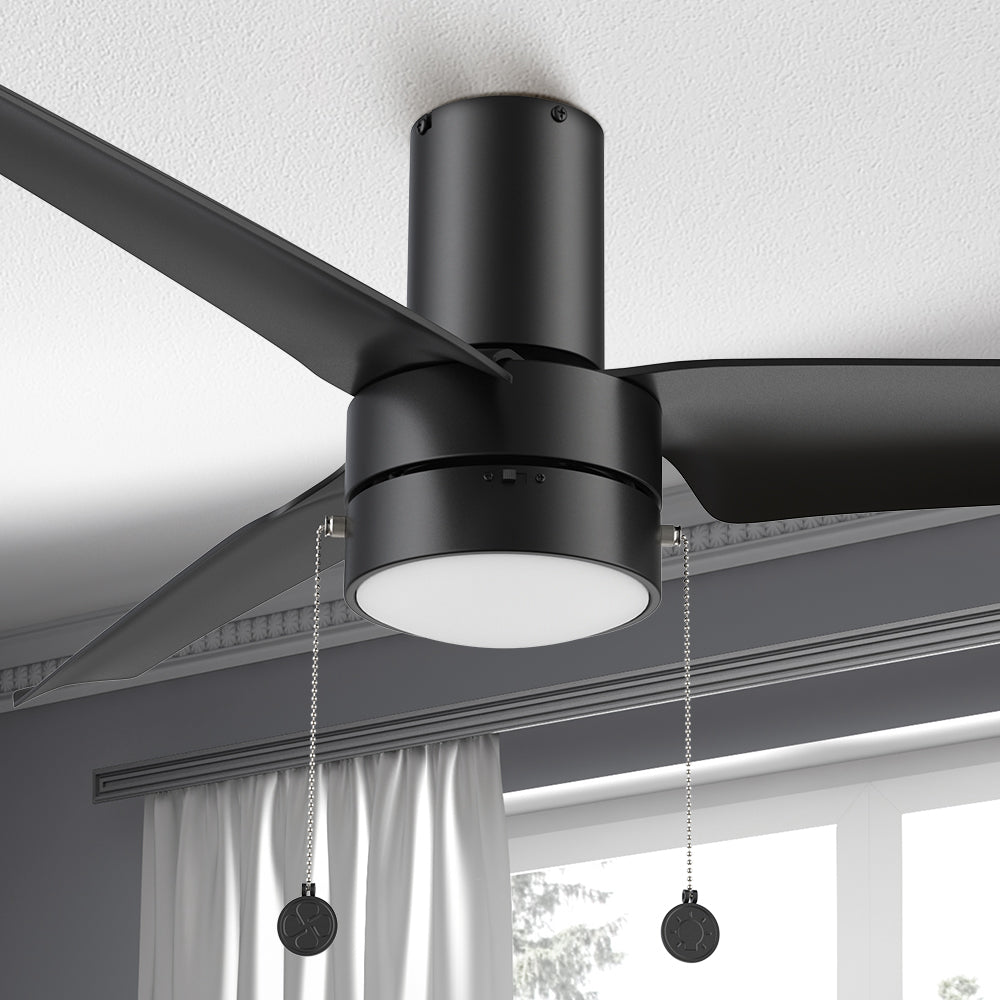 Smafan Carro Vesper 52 inch pull chain ceiling fan with lights will keep your living space cool, bright, and stylish. #color_black