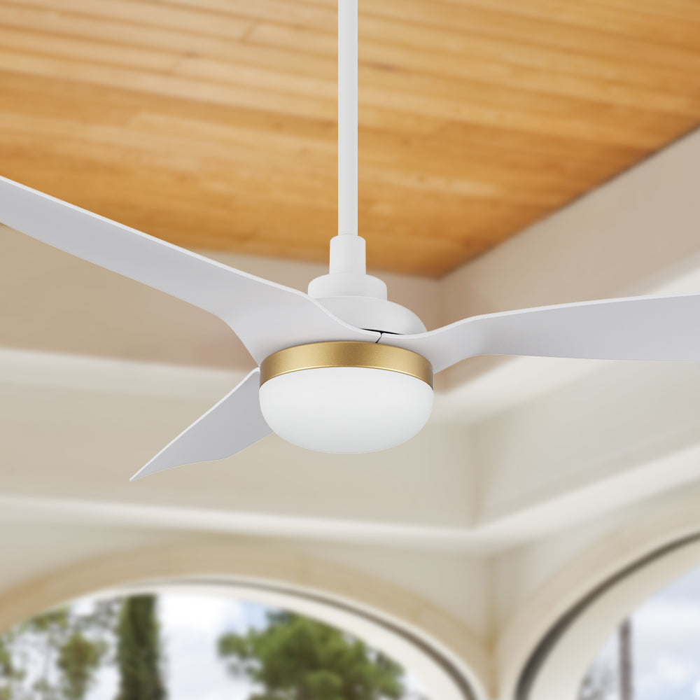 Carro Visalia 52 inch smart ceiling fan features Remote control, Wi-Fi apps and Voice control technology to set fan preferences. #color_white-gold