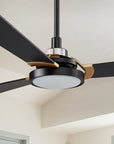 Smafan Carro Viter 52 inch smart outdoor ceiling fan with LED light, black and gold design. 