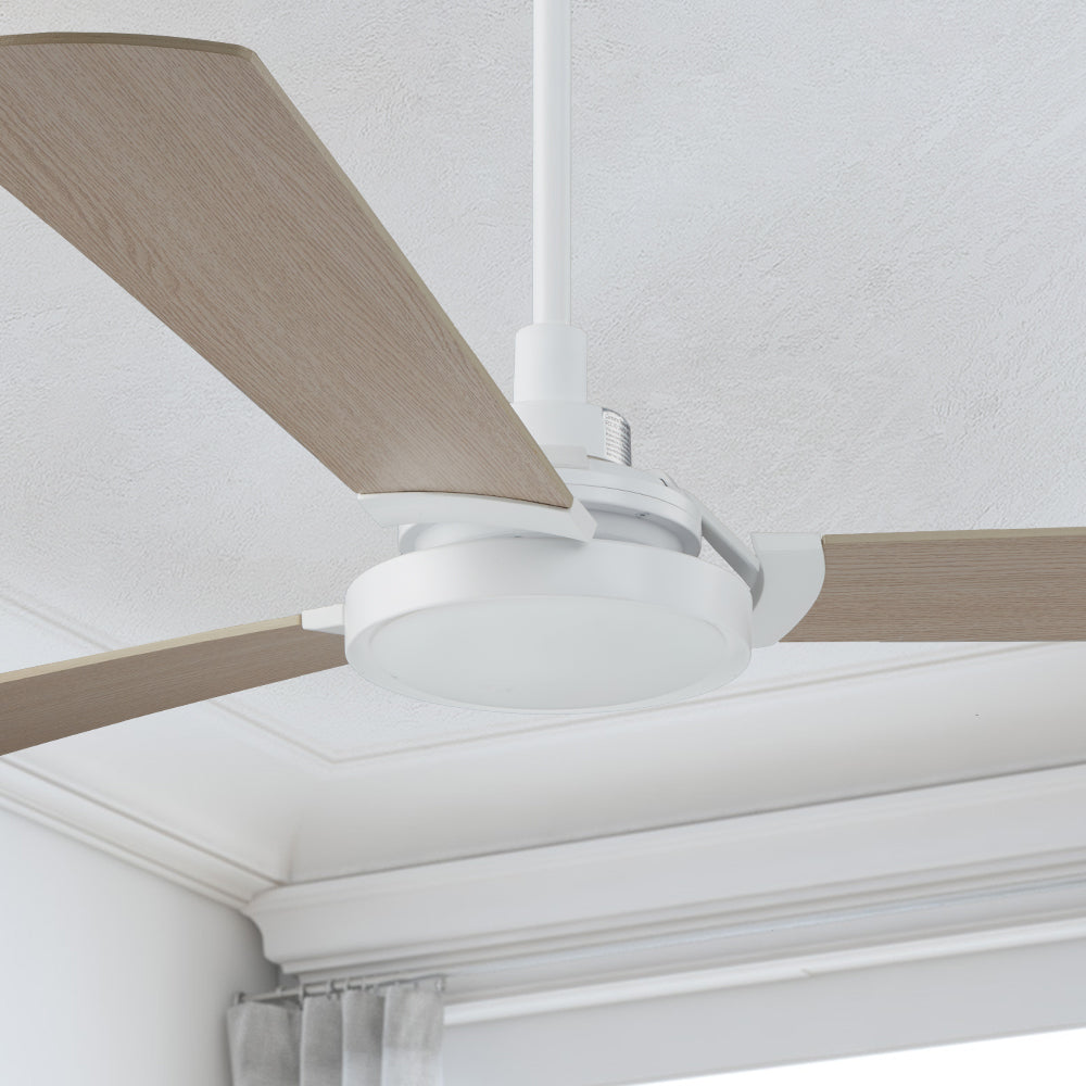 Smafan Carro Viter 52 inch smart outdoor ceiling fan, 3 light wood fan blades design, 6 inch downrod included. #color_Light-Wood
