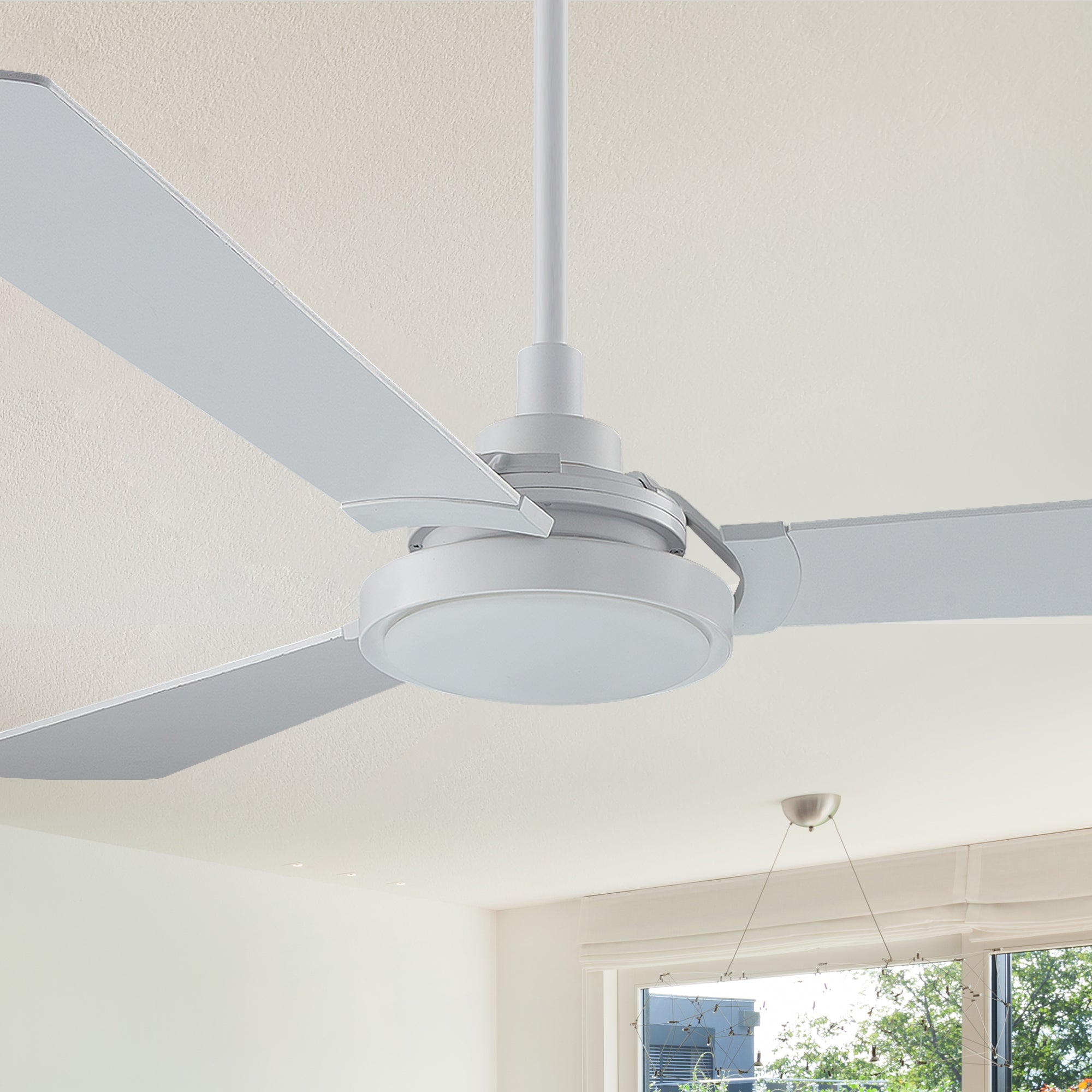 Carro Viter smart ceiling fan with light designed with White finish, elegant Plywood blades, Glass shade and integrated 4000K LED daylight. #color_white