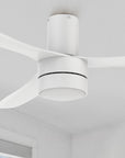 Carro Xander 52 inch ceiling fan with White finish, strong ABS blades and integrated 4000K LED cool light.