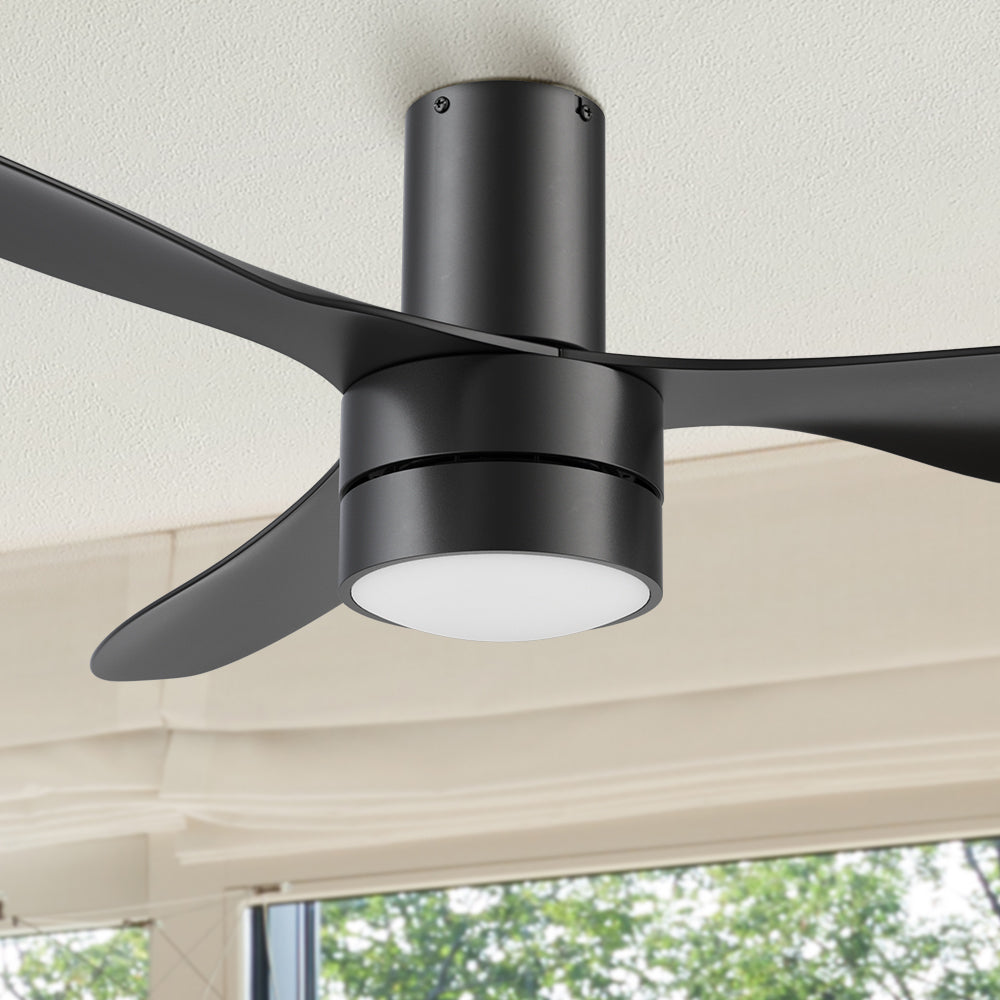 Carro Xander 52 inch ceiling fan with black finish, strong ABS blades and integrated 4000K LED cool light.