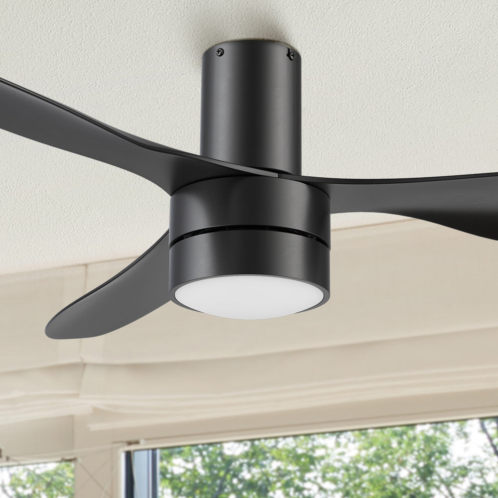 Carro Xander 52 inch ceiling fan with black finish, strong ABS blades and integrated 4000K LED cool light.#color_black