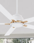 Carro Kyra 60 inch ceiling fan with white and gold finish, elegant Plywood blades and has an integrated 4000K LED cool light. 