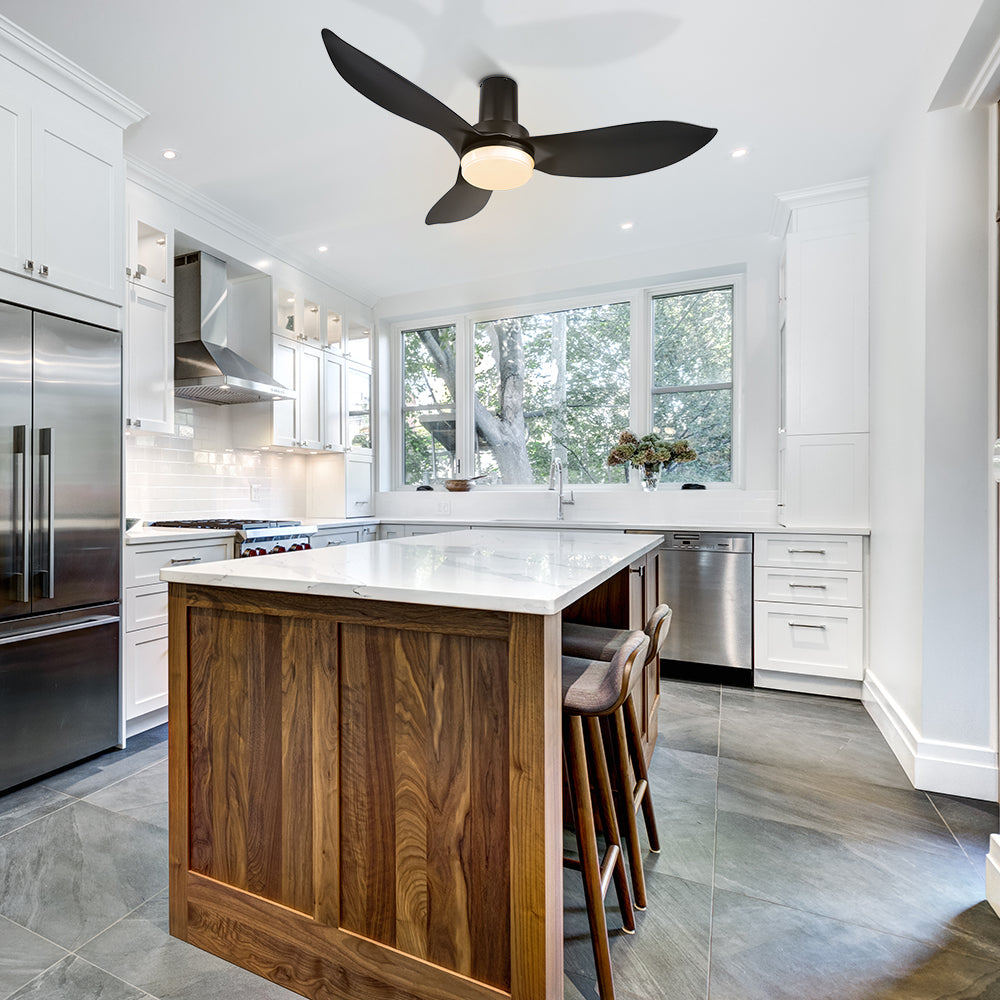 No space is too small for the Nefyn 45 inches flush mount ceiling fan! Designed with a compact exterior, a flush mount, an advanced DC motor, and luminous LED lighting. The Nefyn remote control ceiling fan is available in a black or white finish to contrast elegantly or blend seamlessly into the decor of your preference. 