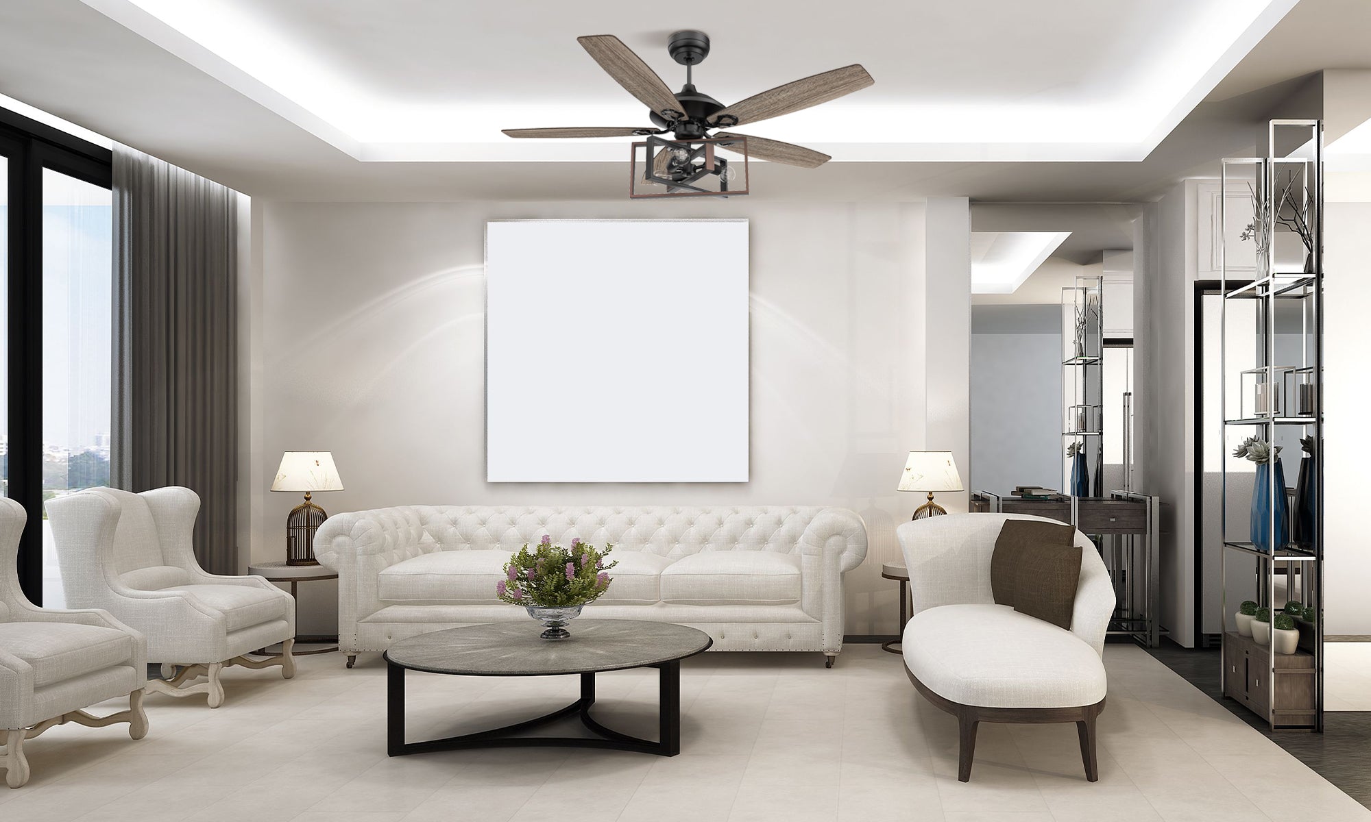 Smafan-Tustin-52''-Unique-Ceiling-Fan with-Remote-and-Ligh-Kit