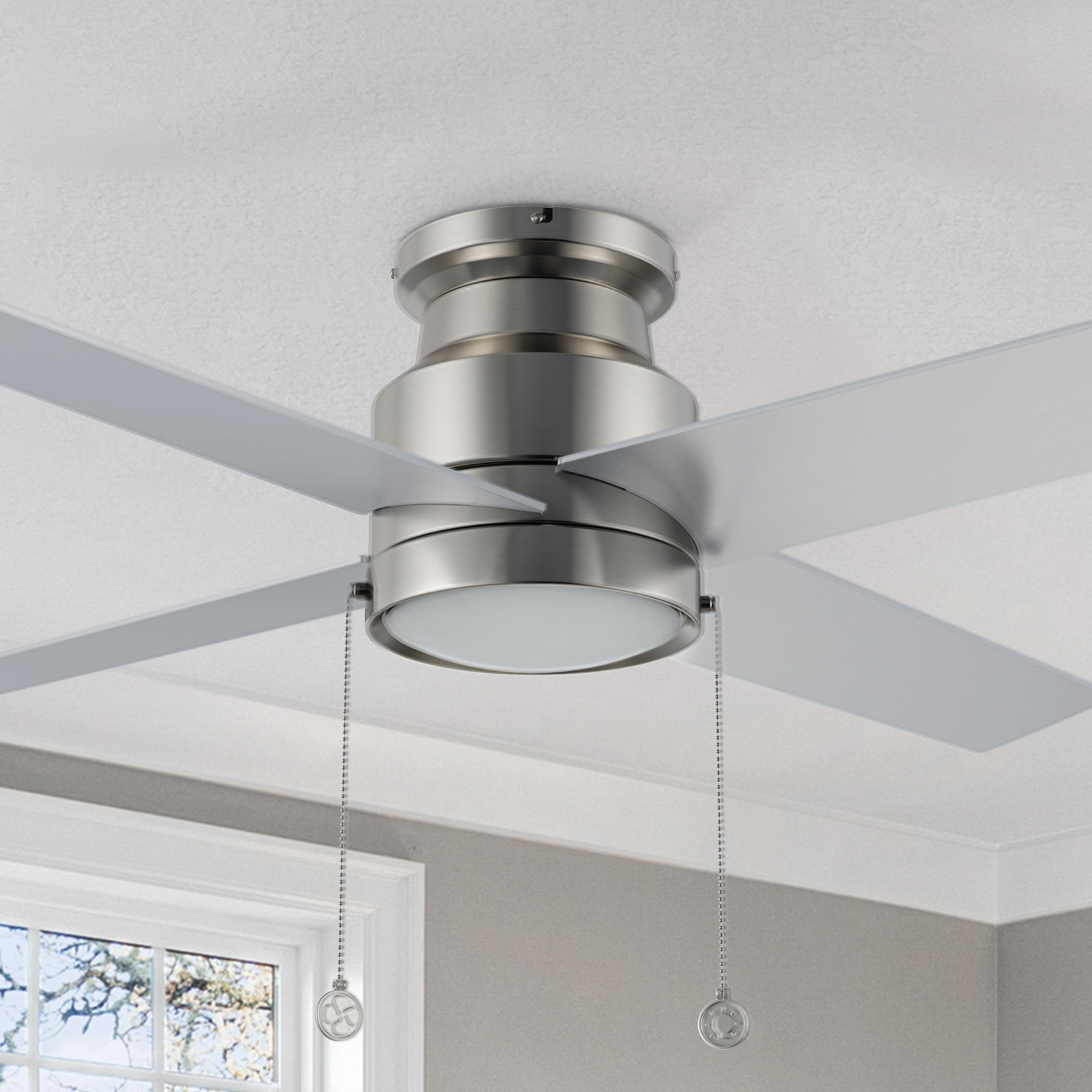 This Luft 52” flush mount best ceiling fan with light and 4 blades is for indoor space.#color_silver