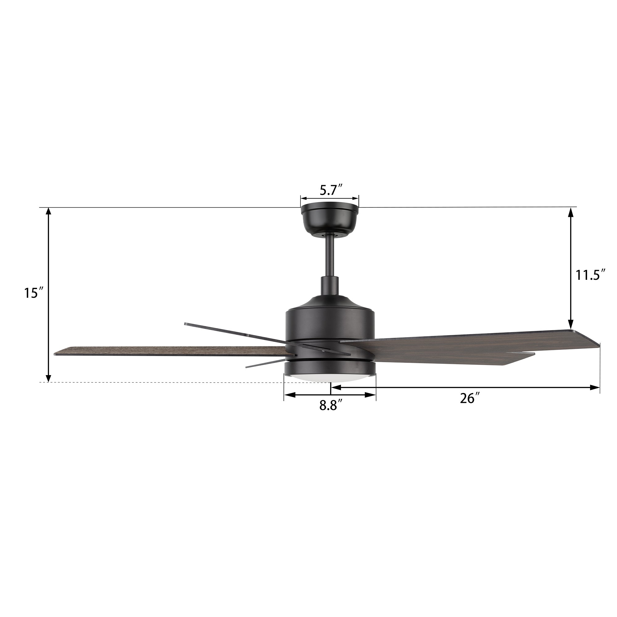 52in 10-speed dc downrod mounted black ceiling fan dimension 