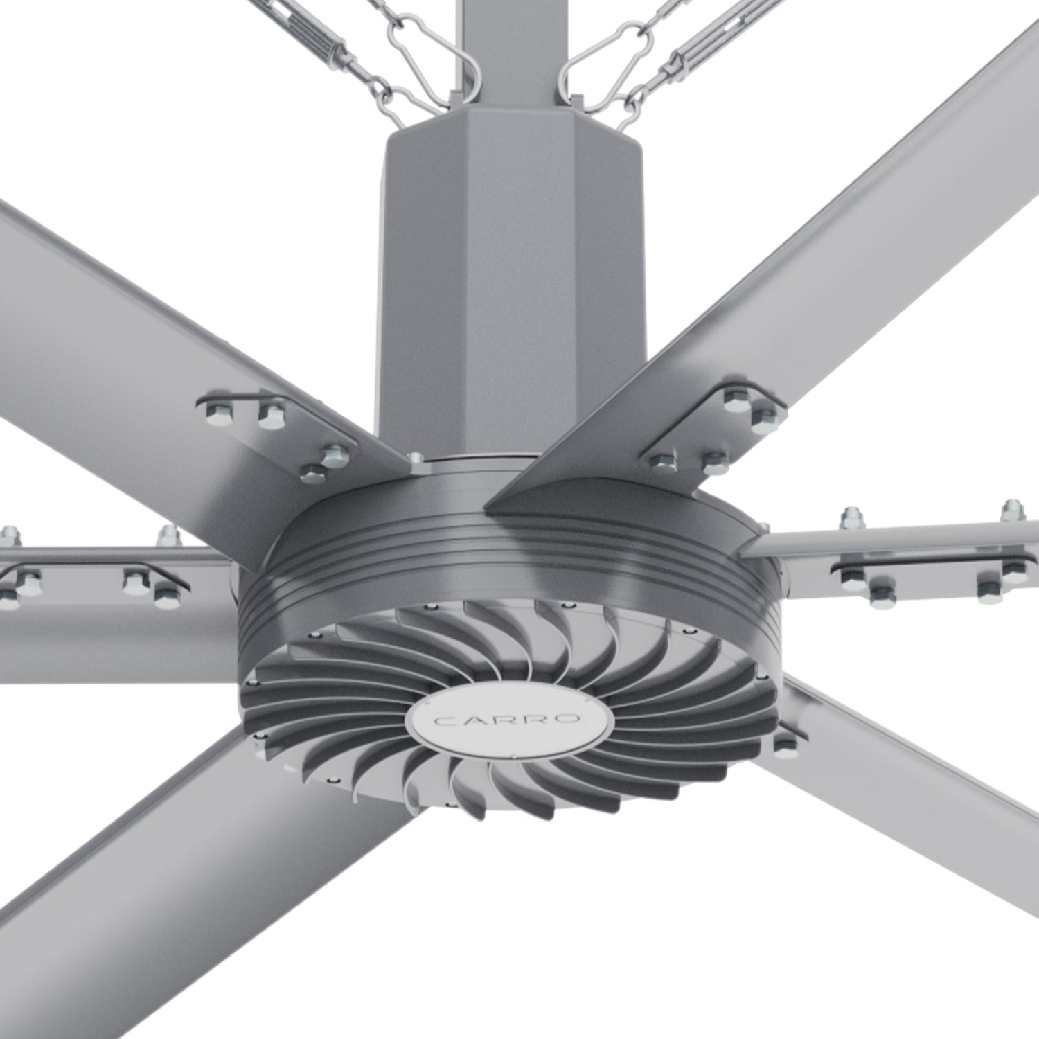 Close-up view of industrial HVLS fan&