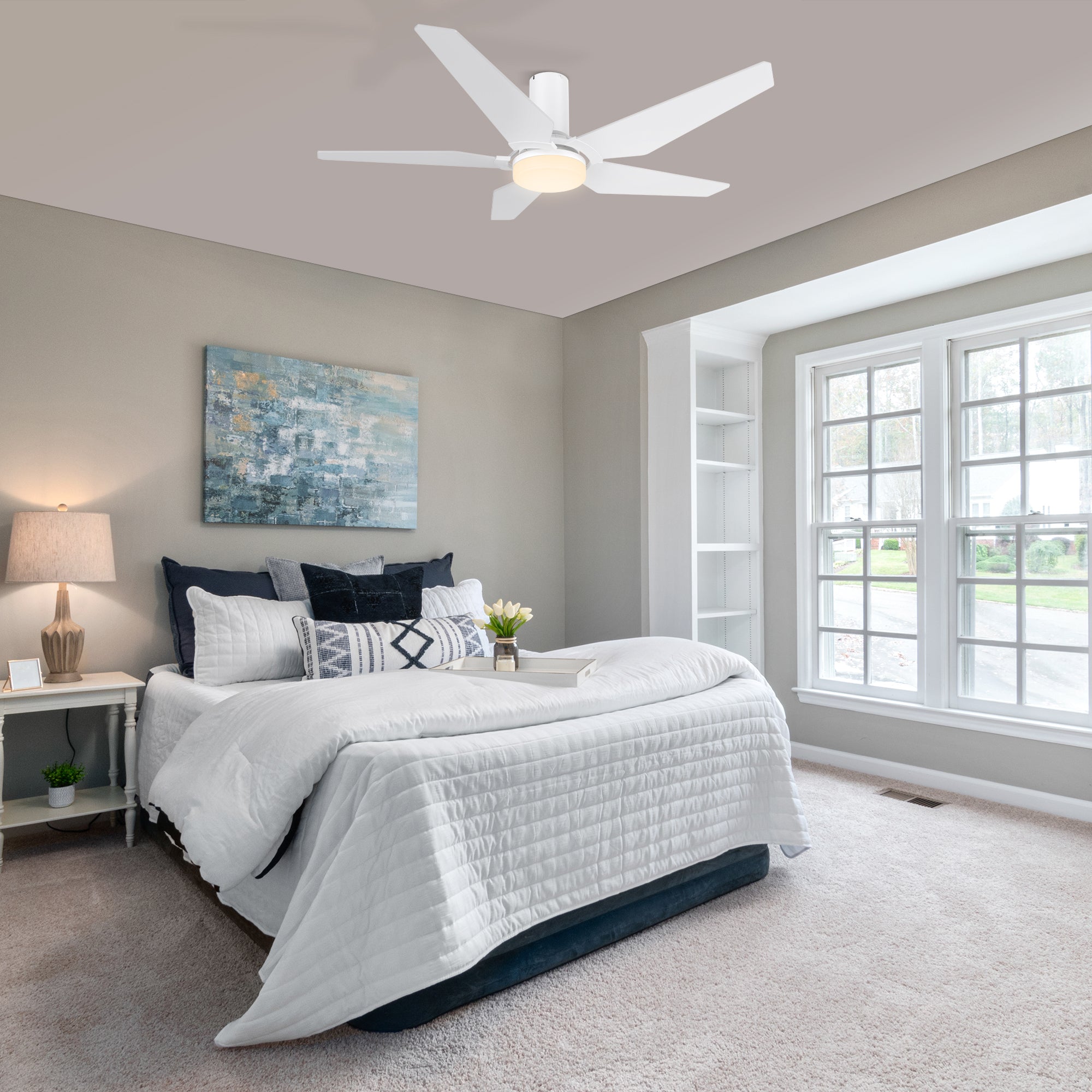 The Maclean 48" ceiling fan will keep your living space cool, bright, and stylish. This soft modern masterpiece is perfect for indoor living spaces.
