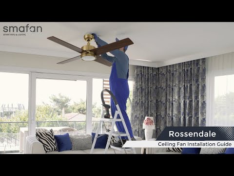 Rossendale 52 inch ceiling fan with LED light installation