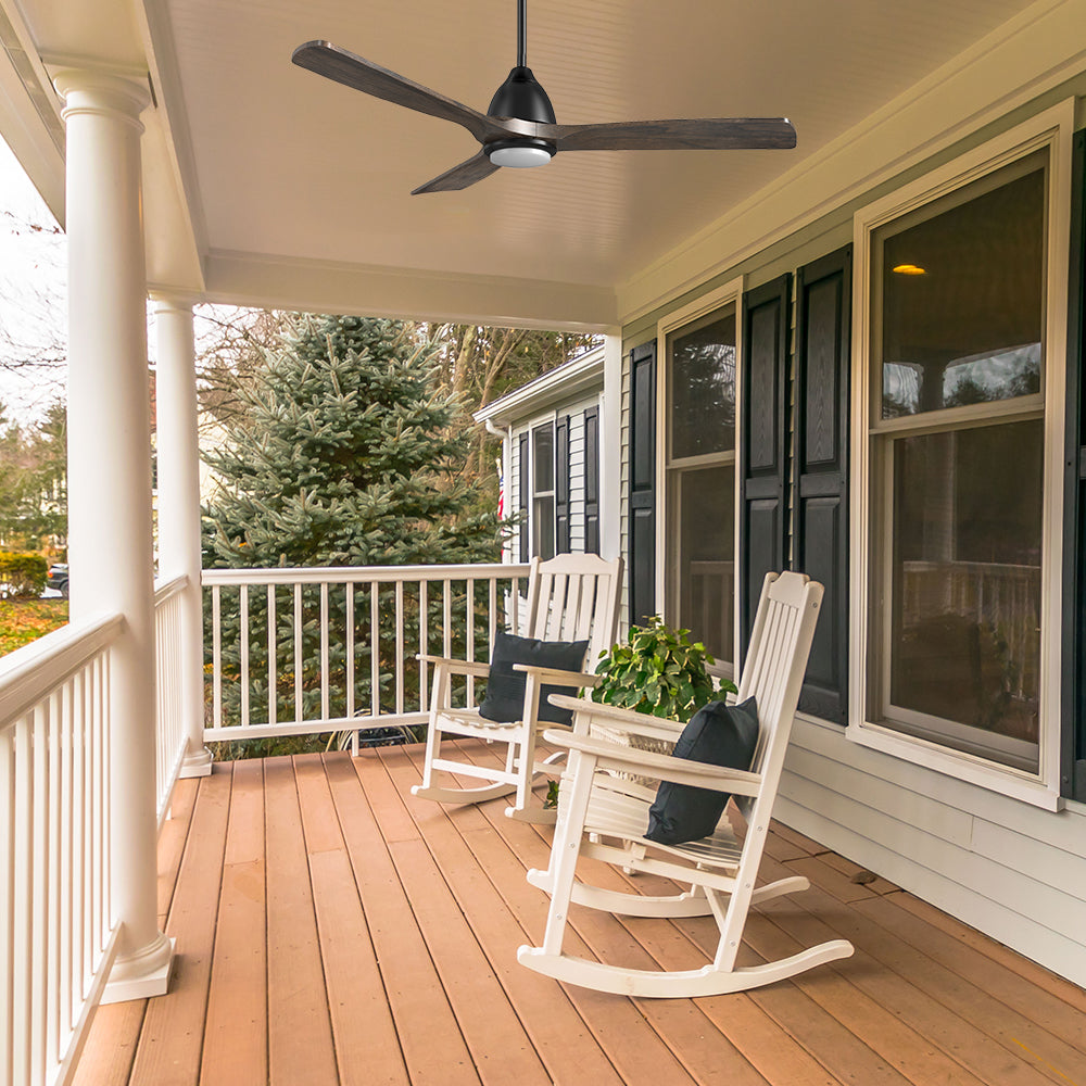 Control this outdoor ceiling fan with ease using the included remote and enjoy efficient and quiet performance with this modern design ceiling fan. #color_solid-wood