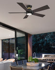 With modern design and a silent DC motor, this Aspen 52 inch flush mounted Wi-Fi ceiling fan in dark wood color is a stylish choice for your outdoor space. 