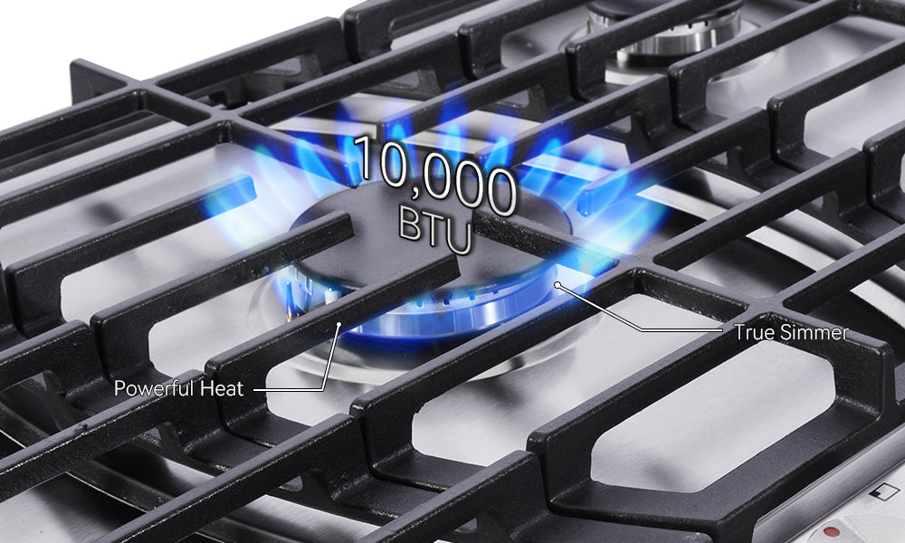 Specifications details about gas stove max BTU output 