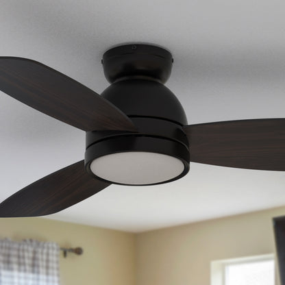 44inch low-profile remote ceiling fan with dimmable led  light and 10-speed whisper-quiet dc motor. 