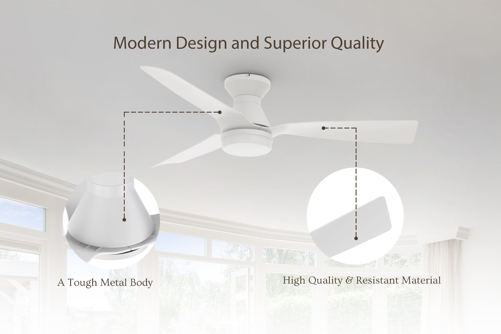 52-inch remote ceiling fan with 3 white blades
