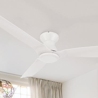 52-inch flush mounting ceiling fan with remote and 10-speed reversible Dc motor.