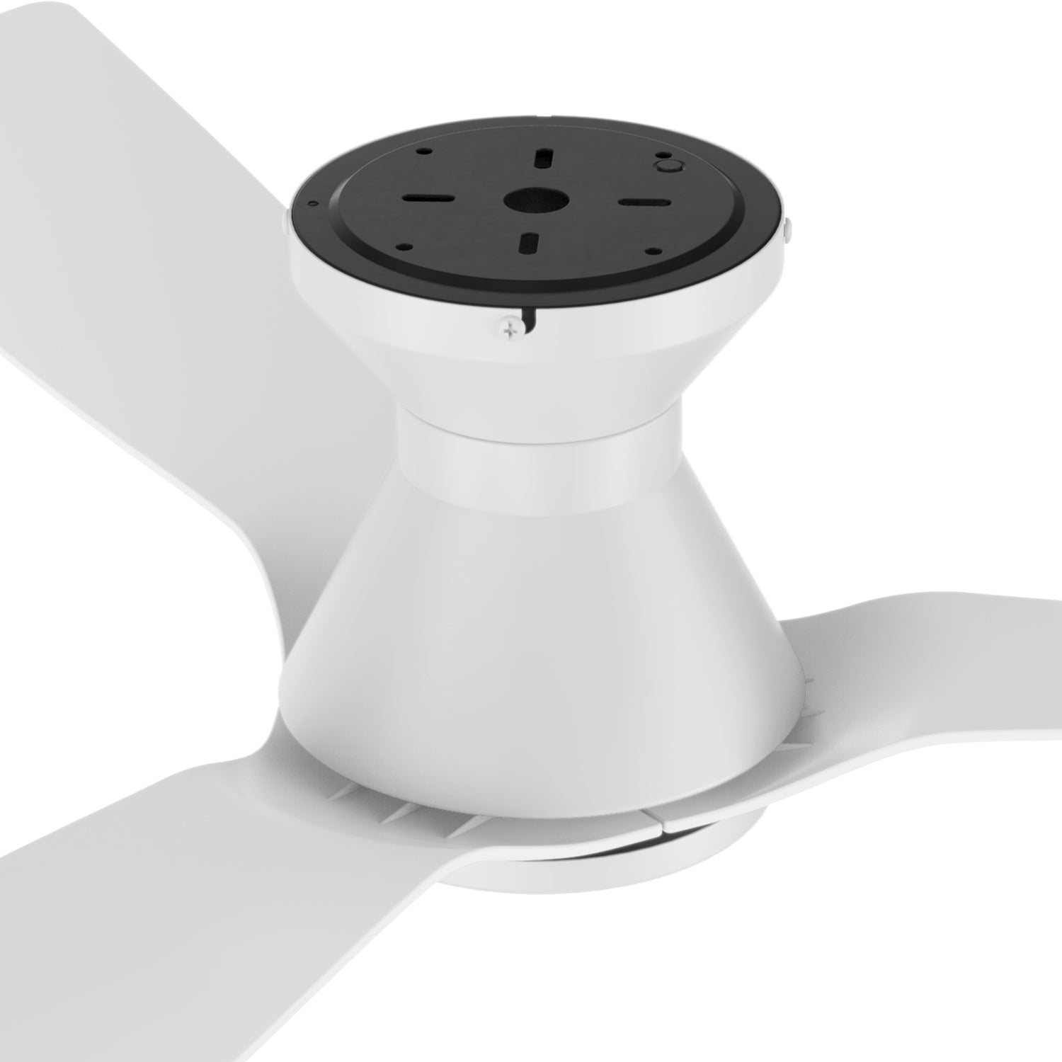 white Low profile ceiling fan with remote control 
