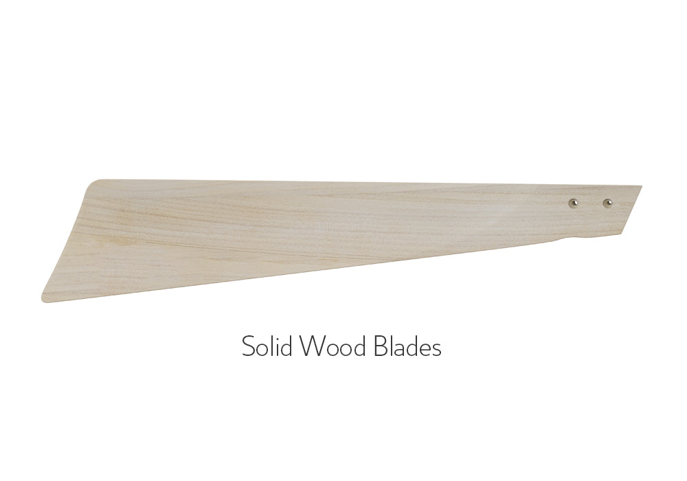 ceiling fan's solid wood blade detail