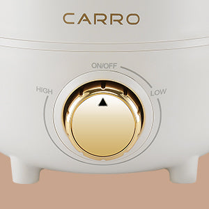 A humidifier with a rose gold plated knob can easy adjust mist