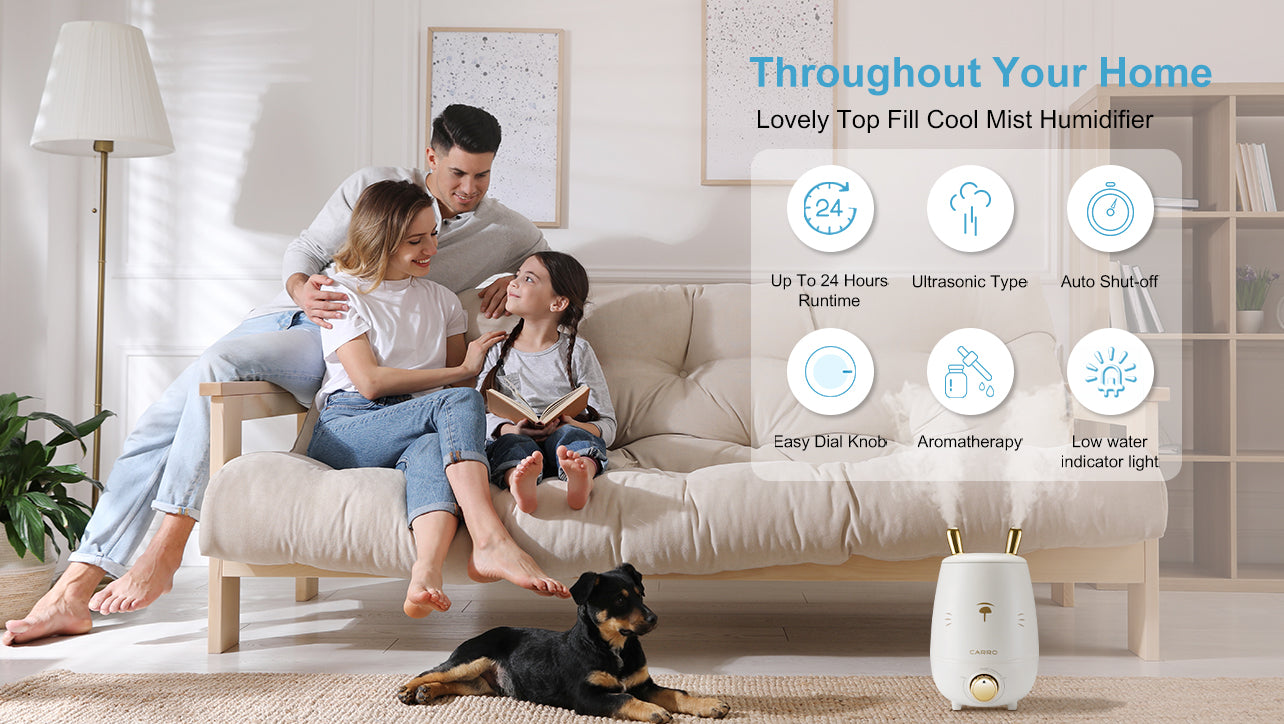 lovely white ultrasonic humidifier with auto shutoff function can Continuous moisturizing for 24 hours