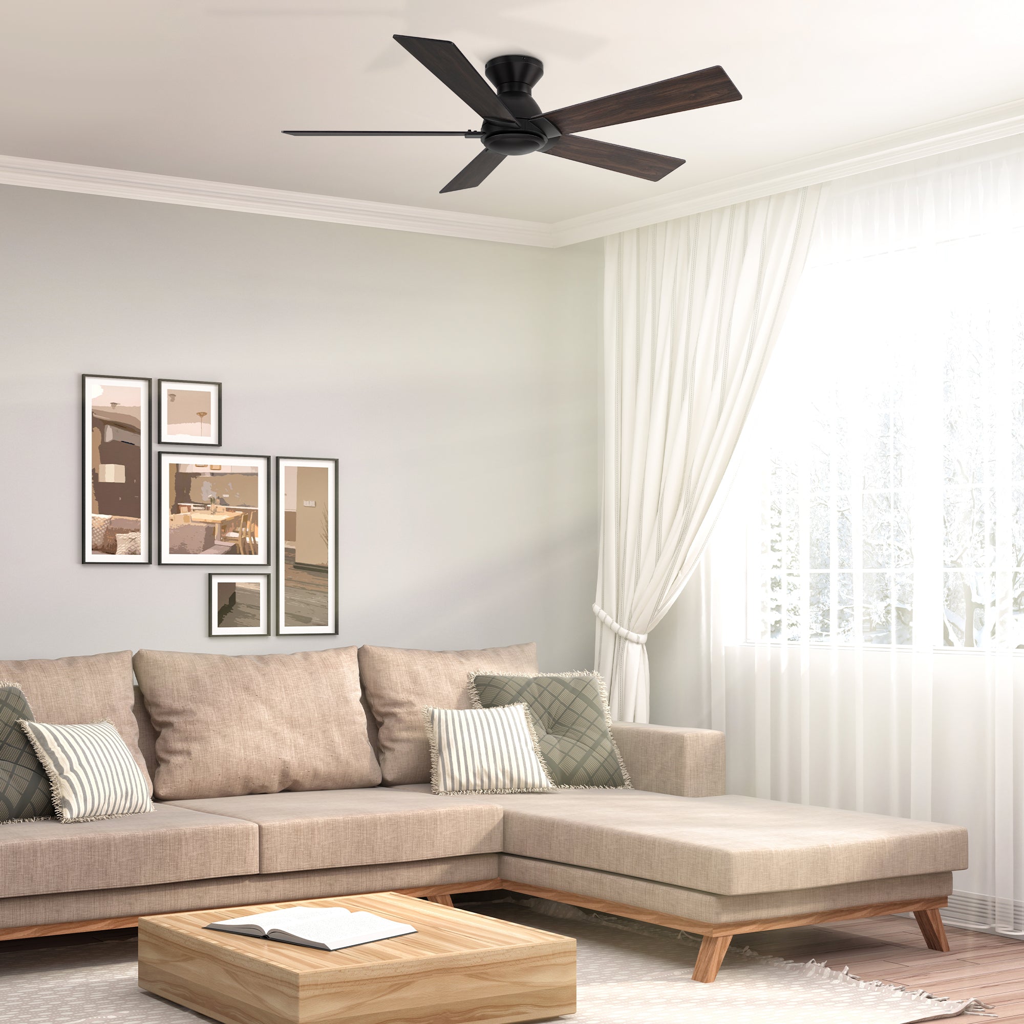  Introducing the Vetric 52" ceiling fan: a stylish cooling solution for your spacious indoor living areas.  #color_Black