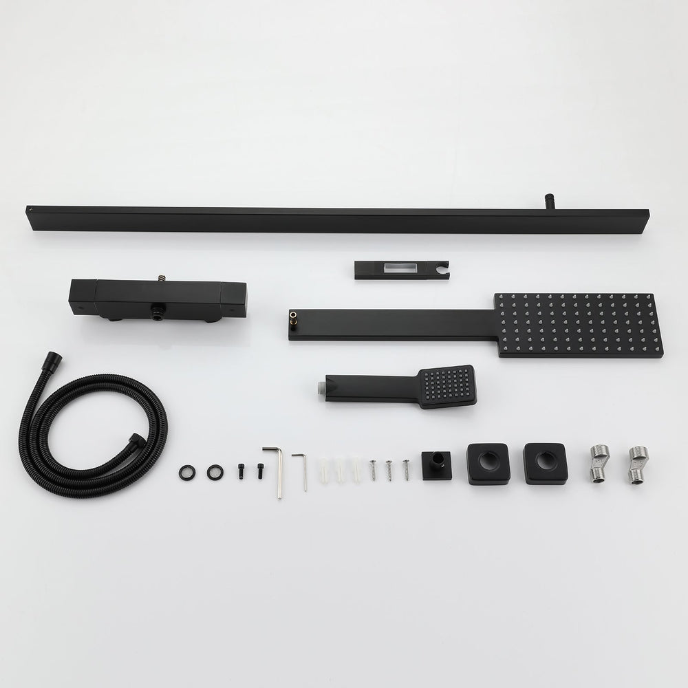 Amexty Exposed 2 Function Rainfall Shower Set with Handshower in Matte Black