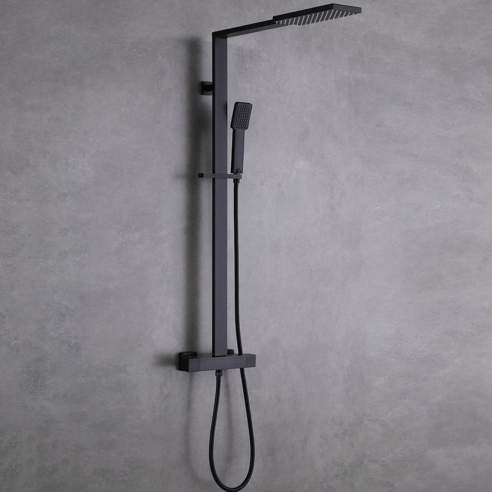 Amexty Exposed 2 Function Rainfall Shower Set with Handshower in Matte Black