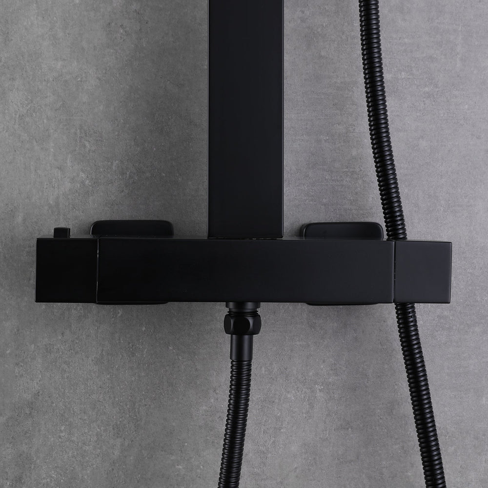 Amexty Exposed 2 Function Rainfall Shower Set with Handshower in Matte Black