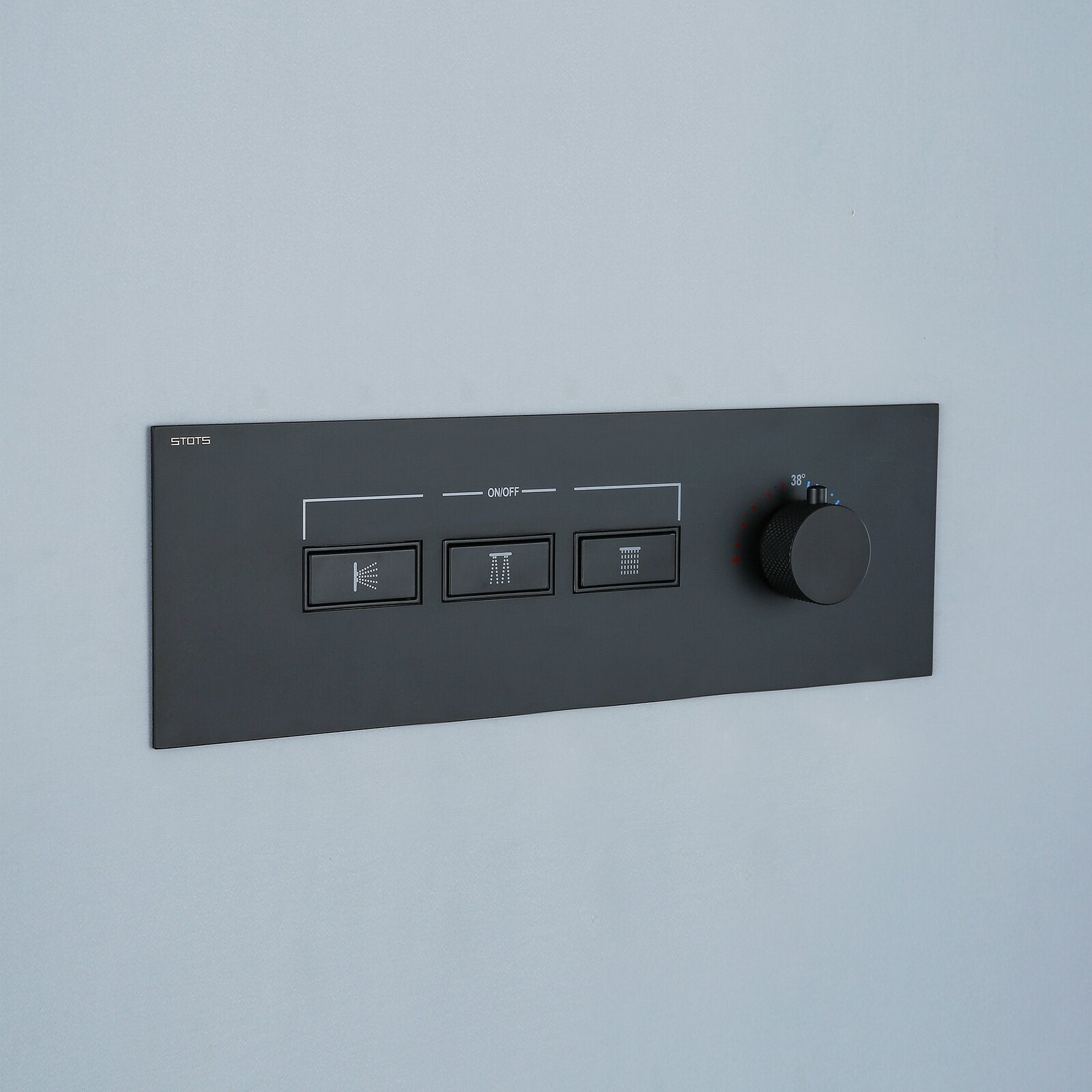Foni Thermostatic Rainfall &amp; Waterfall Combo Shower System in Matte Black