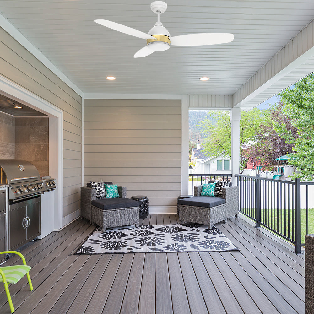 Control this smart home enabled outdoor ceiling fan with your voice command or smartphone with Wi-Fi connected in your outdoor space.